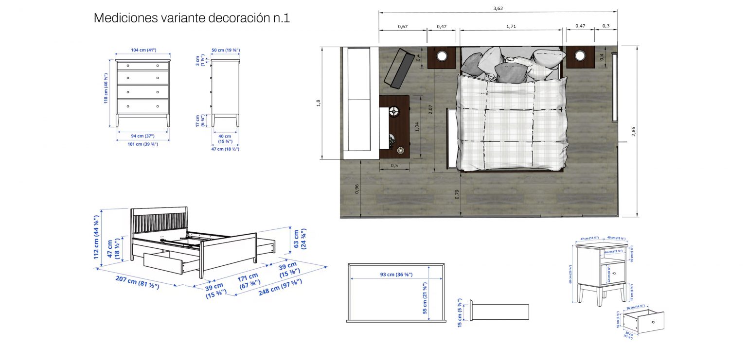 Dormitorio 1_Variante 1_Medidas